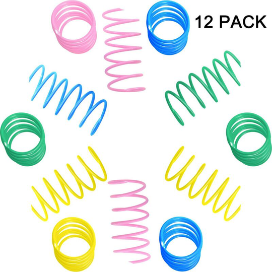 12 Pcs Colorful Spiral Cats Toys Plastic Springs Sturdy Interactive Toys for Cat Kitten Pets Novelty Gift (Random Color) Soekavia