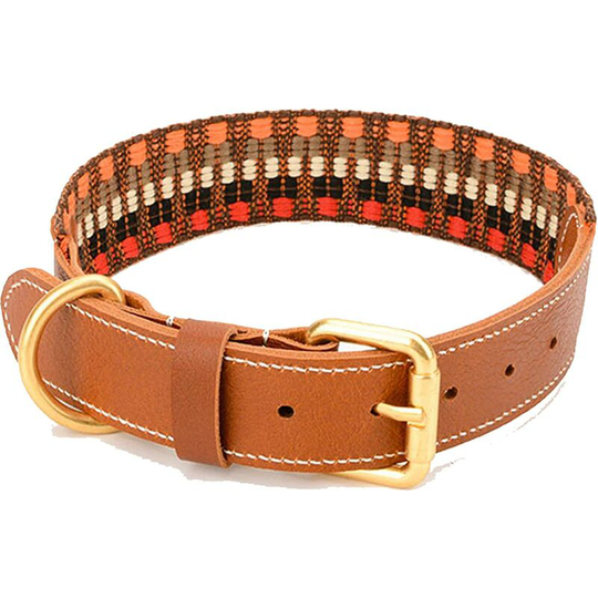 Leather Dog Collar with Metal Pin Buckle Webbing Collar Best for Medium Large Dogs Walking Running Training and Everyday Use,S