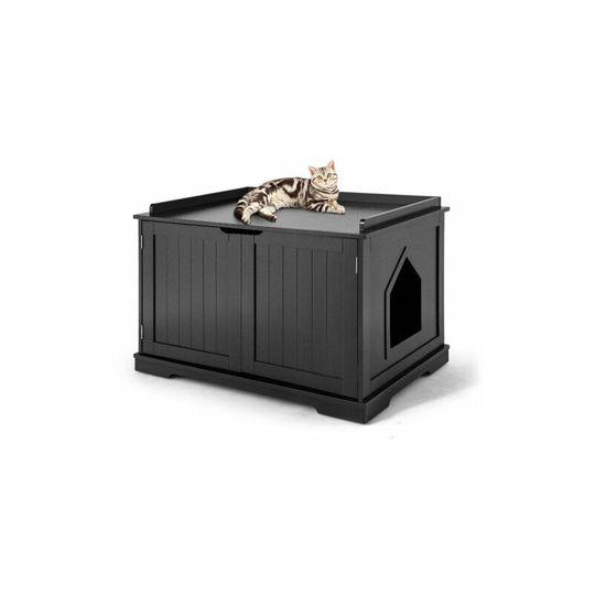 Large Cat Litter Box Enclosure Wooden Cat Activity House Nightstand