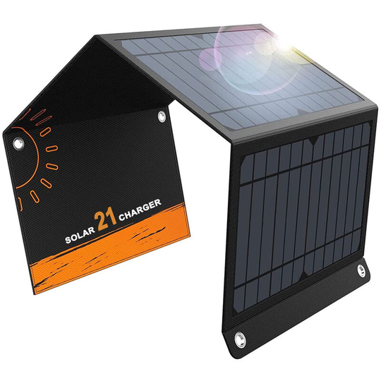 Solar Charger Solar Panels with 3 piece Foldable Panel Upgrade Has High Rate Portable Solar Phone Charger Compatible with iPhone Samsung More Devices