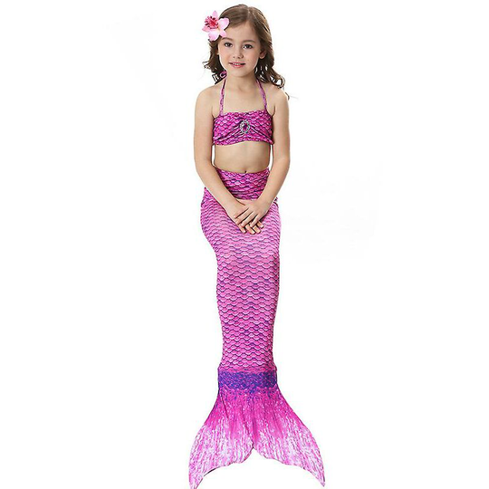 Thsinde - Kids Girls Mermaid Tail Bikini Set Swimwear Swimsuit Swimming Costume Purple 10-11 Years
