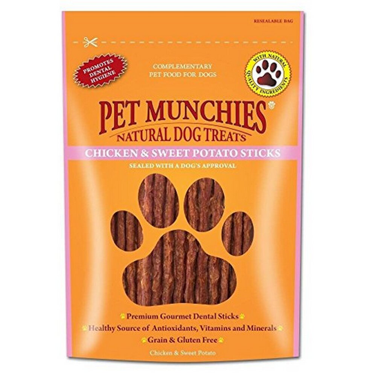 Pet Munchies Chicken and Sweet Potato Dog Treat Sticks (Pack of 8)