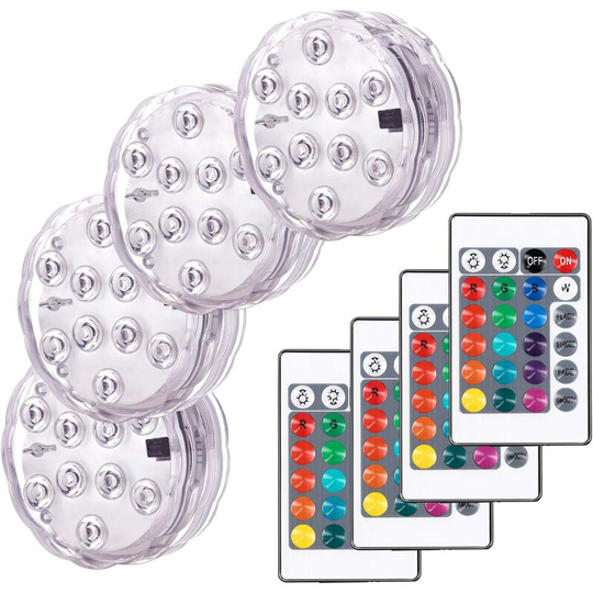 4 Pieces of Decorative Colorful Landscape Lights, Waterproof led Lighting, Submersible rgb Multicolor String Lights with Remote Control, Very