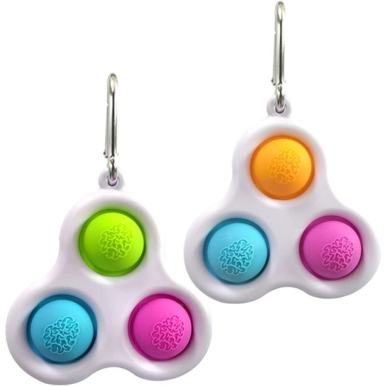 Simple Dimple Fidget Popper Mini Fidget Toys with Keychain Pop Fidgets Toy for Adults Kids Stress Relief Decompression Silicone Sensory Toy (Green &