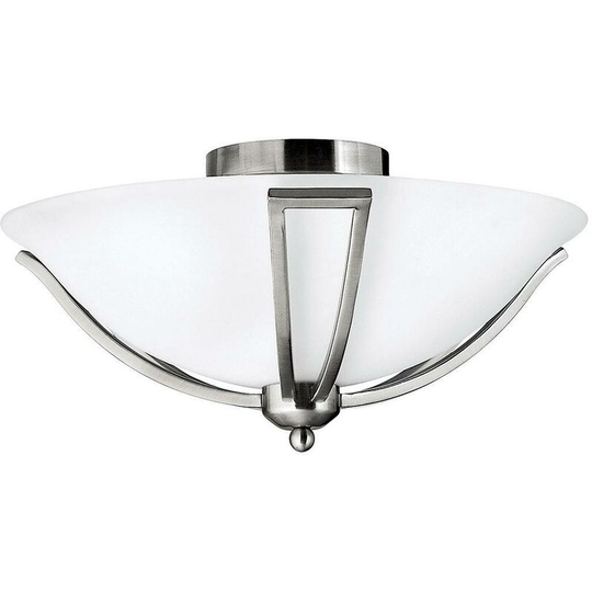 Elstead Bolla - 2 Light Flush Ceiling Light Brushed Nickel, E27