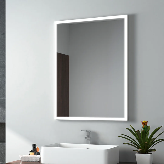 Bathroom Mirror With Lighting, Wall Mirror 100X60 Cm Wall Switch (The Switch Is Not Included.) Led Bathroom Mirror Cold White Bathroom Mirror With Lig