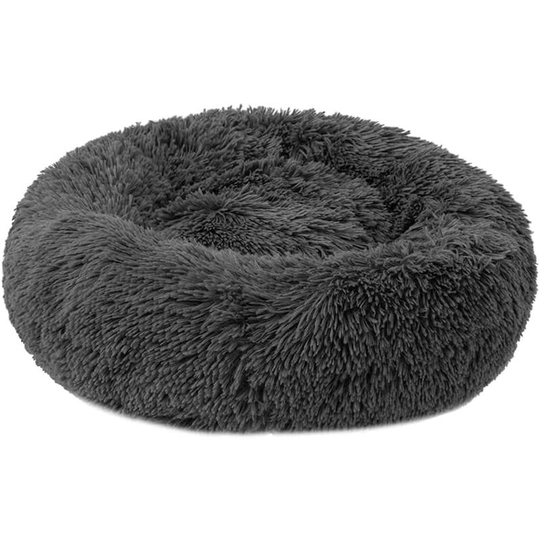 Dog bed, cat bed with round cushion, comfortable soft donut sofa for dogs of all sizes, plush fabric (s, dark gray)