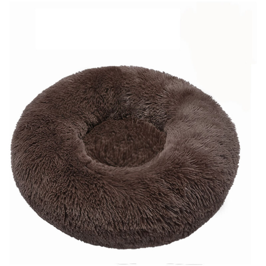 Plush Donut Dog Bed, Cat Bed, Non-Slip Bottom Soft Calming Dog Beds , Luxury Pet Bed for Cats and Small Dogs(Brown, 60cm) - Muff