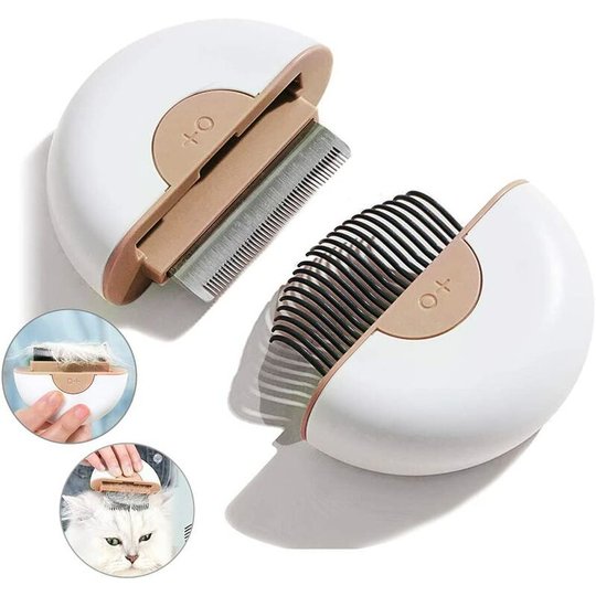 Cat Brush, 2 in 1 Cat Grooming Comb, Kitten Massage Brushes and Detangling Tool Set, Cat Grooming Brush Long Short Hair Remove(Brown)