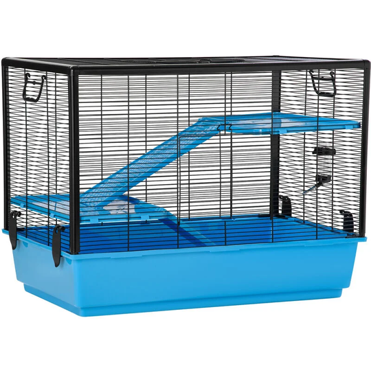 Pawhut - Indoor Guinea Pig Cage Habitat for Small Animals w/ Accessories, Blue - Blue
