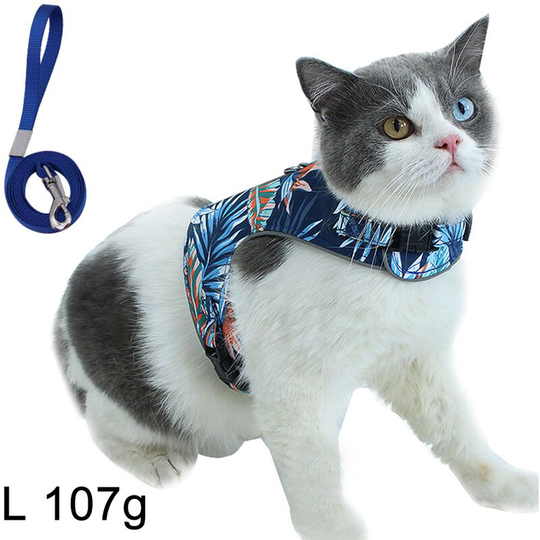 Kitten Harness and Leash for Walking Escape Proof Small, Adjustable Kitten Walking Jackets, Padded Kitten Vest, l, drak blue
