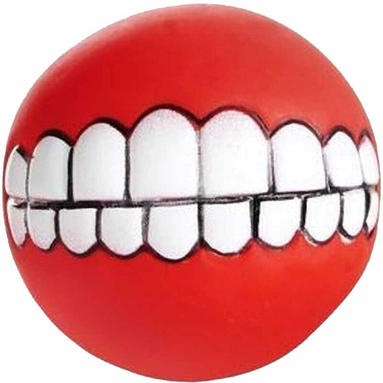 Sharples - Squeaky Teeth Dog Toy Ball (7.6cm) (Red/White) - Red/White
