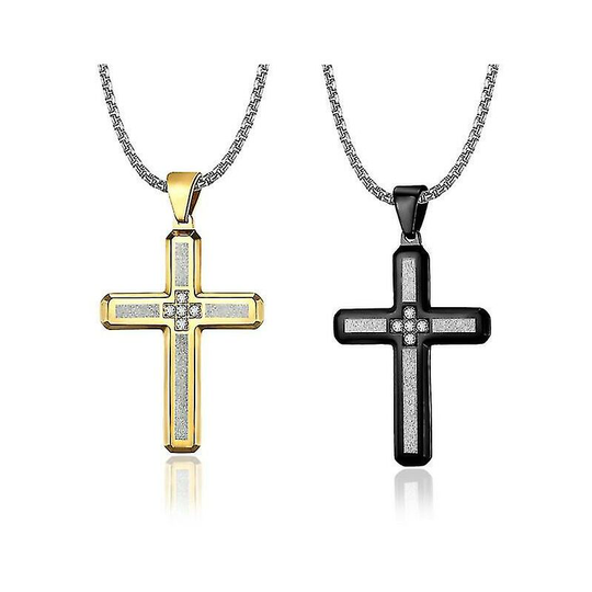 Thsinde - Ssdlv 2pcs Cross Necklace For Men,stainless Steel Cross Pendant Necklaces For Men Pendant Chain Cross Simple Pendant Hip Hop With Chain