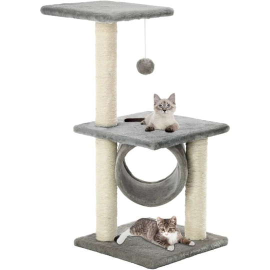 VidaXLCat Tree with Sisal Scratching Posts 65 cm Grey - Grey