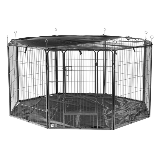 (Extra Large Pet Playpen with Base and Cover) KCT 8 Side Heavy Duty Play Pen with Base and Cover