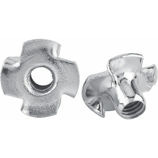 Monly - Zinc Plated Steel 4 Claw t Nuts for Woodworking Furniture (M6 x 50pcs)