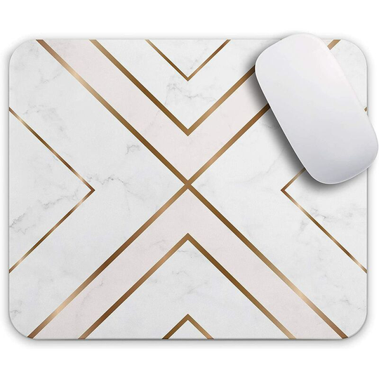 Personalized Gaming Mouse Pad for Home and Office, Modern Gold Cross Line Design for Women (11 - Chic White) 9.5' x 7.9'