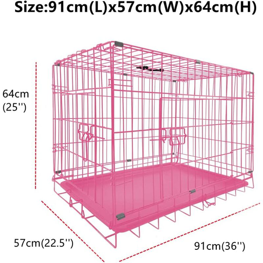 Day Plus - Dog Crate Large 36 inch, Pet Metal Folding Cage Puppy Large Dog Cages and Crates , Folding 2 Door Crate with Removable Tray Perfect for