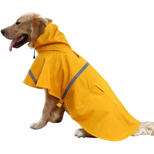 Adjustable Waterproof Pet Dog Hooded Raincoat Reflective Dog Rain Coat Jacket Dog Rainwear Apparel Clothes for Small Medium Large Dogs (M, Orange)
