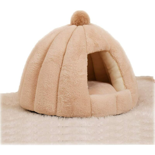 Cat Dog Pet Tent Cave Bed, Washable Ultra Soft Cozy Warm Puppy Cats Sleeping Bed Tent House Khaki,S - Langray