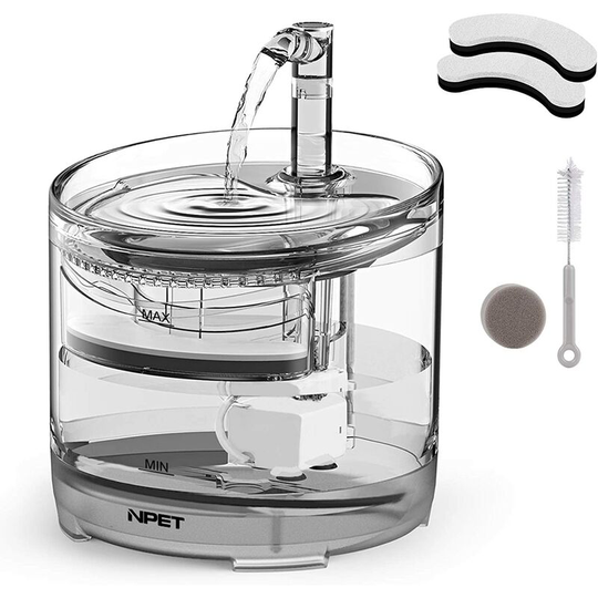 Benobby Kids - Cat Dog Fountain, Silent Transparent Drinking Cat Dog Water Fountain with Super Pump, Water Dispenser with Faucet Filter, Water
