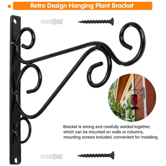 2Pcs Black Outdoor Hanging Hook Bracket for Plants Bird Feeder Lantern Wind Chimes