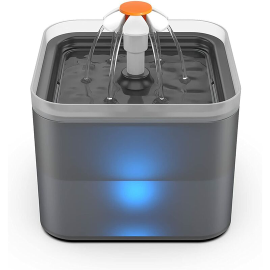 Perle Rare - Pet Water Fountain, Cat Water Fountain with led Light, Cat and Puppy Water Fountain with Filter (Grey)