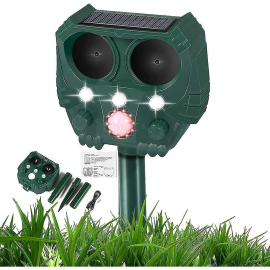 Garden Fox Repellent, Solar Powered & Waterproof Animal Deterrent, Outdoor Farm Garden Yard, Effective For Cats, Dogs, Foxes, Birds, Skunks,11