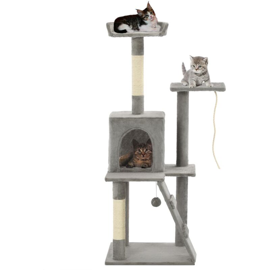 Cat Tree with Sisal Scratching Posts 120 cm Grey - Grey