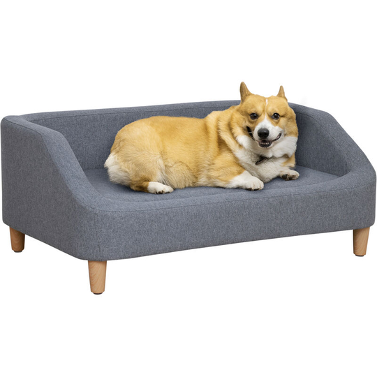 PawHut Dog Sofa Bed Cat Sofa w/ Soft Cushion, for Small, Medium, Large Dogs - Grey