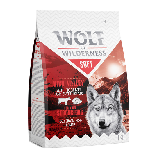 3 x 1kg Wolf of Wilderness Dry Dog Food - 2 + 1 Free!* - Adult Soft "High Valley" Beef (3 x 1kg)
