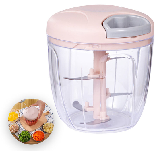Lifcausal - Manual Food Chopper Manual Garlic Chopper Onion Chopper Garlic Mincer Hand Pull String Vegetable Processor 900ML for Onion Veggies Fruits
