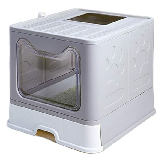 Benobby Kids - Collapsible Cat Litter Box - Front Entry (with Door Panel) and Top Exit - Extra Large Space - Cat Toilet House with Removable Trays +