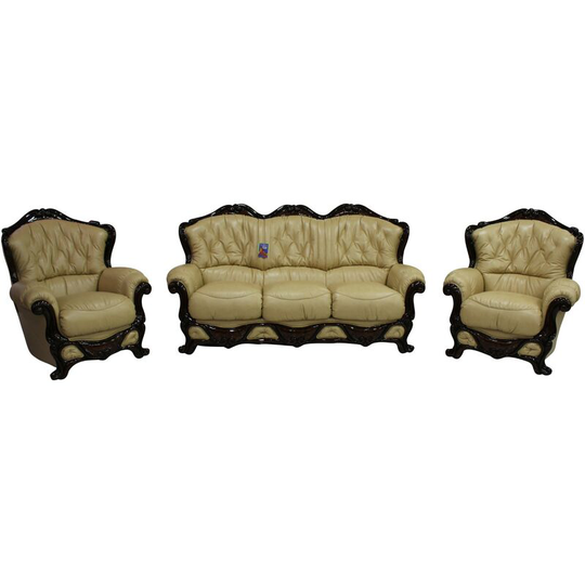 Dante 3 Seater + Armchair + Armchair Italian Leather Sofa Settee Offer Nut