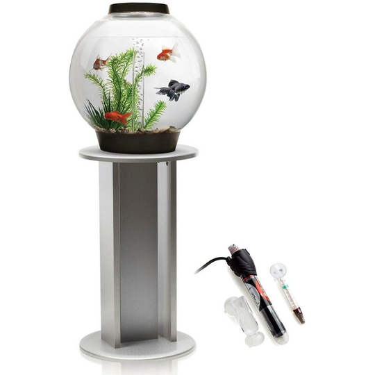 Biorb - Classic 30L Aquarium in Black with mcr led Lighting, Silver Stand and Heater Pack