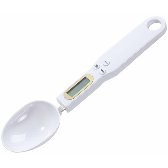 Perle Rare - Cooking Star, measuring spoon with graduation 0.5g up to 500g, multi-function food scale, kitchen scale for spices & herbs, white