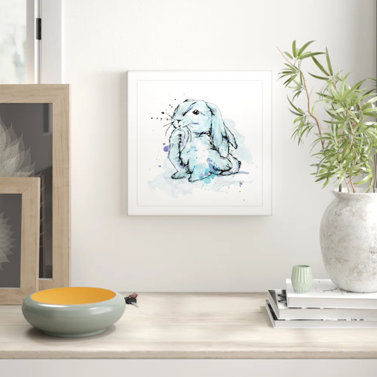 'Lapin Bleu' by Marie-Eve Pharand Frame Painting Print
