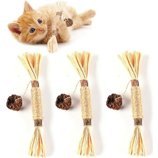 Cat SticksToys,3 Pack Nature Catnip Toys Kitten Chew Sticks for Indoor Cat Teeth Cleaning