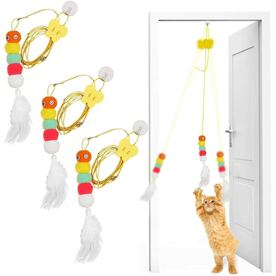 4-Pack Hanging Cat Toy,Cat Suction Cup Toy,Cat Toy Door,Cat Suction Cup Tail,Interactive Cat Toy,Funny Cat Stick,Interactive Cat Toy Telescopic