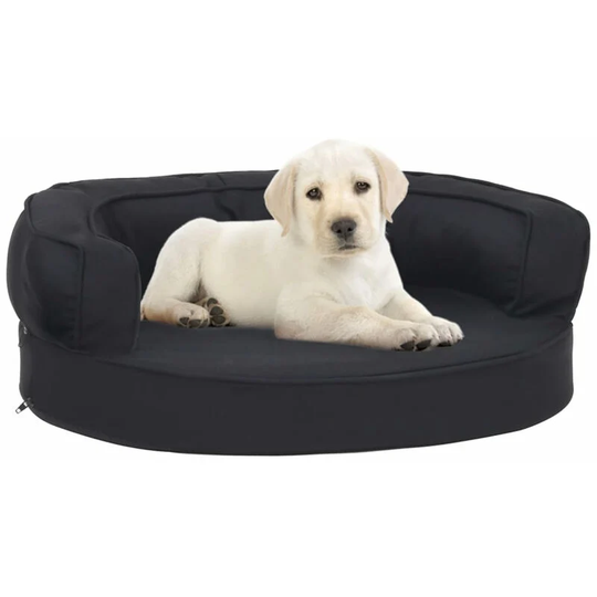 Ergonomic Dog Bed Mattress 60x42 cm Linen Look Black