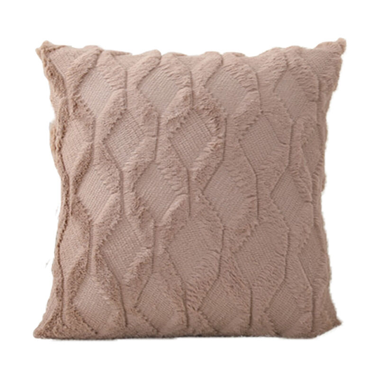 Rabbit quilted plush pillow cover, solid color sofa pillow cover khaki 45*45cm
