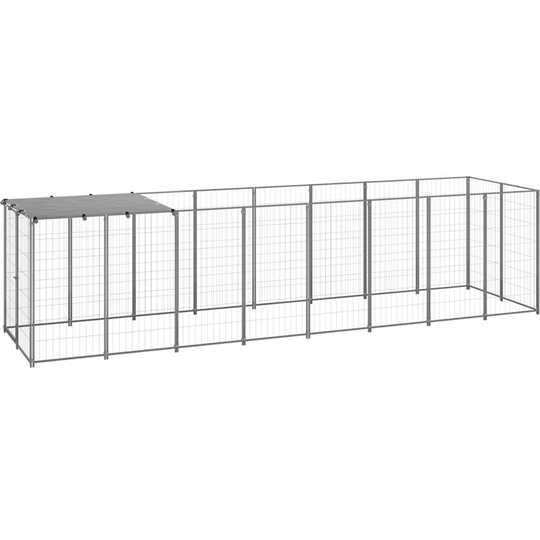 Dog Kennel Silver 4.84 m² Steel Vidaxl Silver