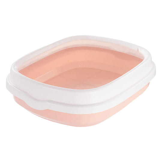 Large Kitten Cat Litter Tray Toilet Loop with Detachable Rim, Pink 48x40x14CM - Livingandhome