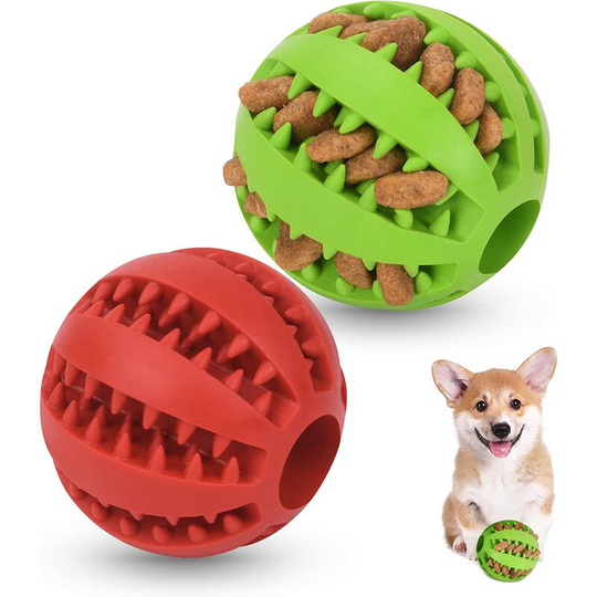 Flintronic Dog Ball Dog Teeth Cleaner Ball with Cloud Dental Care Function, Dog Bouncy Ball Game for Big and Small Dogs-5cm (Red + Green)