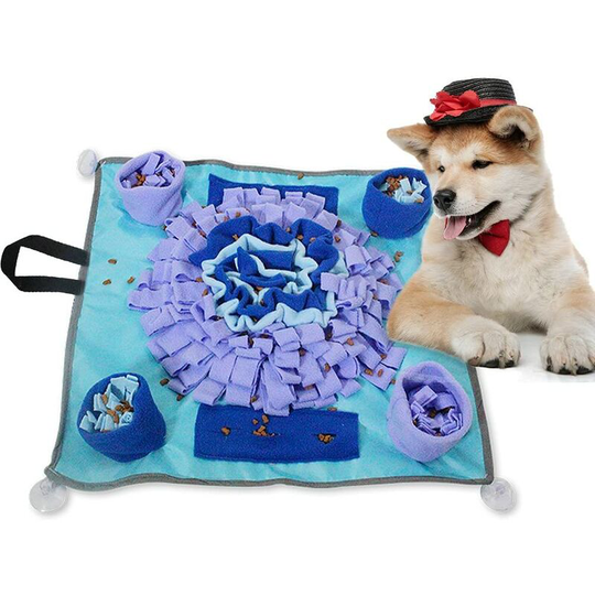 Dog Snuffle Mat, Dog Digging Mat 50x50 cm Game Snuffle Mat for Dog Cat, Game Snuffle Mat, Foldable Dog Cat Sniffing Mat for Foraging, Exercise - Blue
