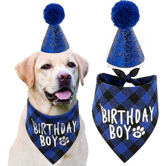 Dog Birthday Party Supplies, Boy Dog Birthday Bandana Scarf And Dog Birthday Hat With Number - Flkwoh