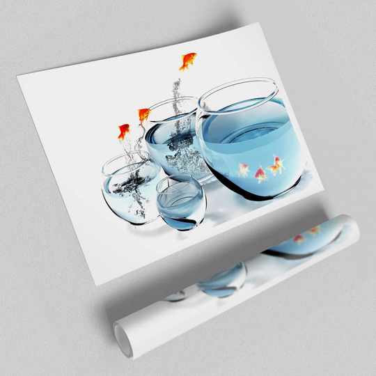 'Fishes and Aquariums' - Unframed Print on Paper