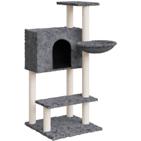 Cat Tree with Sisal Scratching Posts Dark Grey 108.5 cm Vidaxl Grey