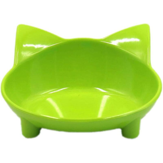 Shallow Cat Bowl Flat Mouth Cat Bowl Kitten Cat Bowl Non-slip Water Melamine Bowl , Green