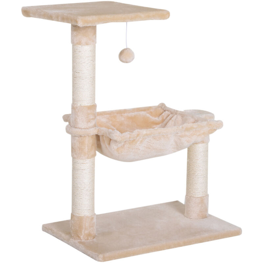 Cat Activity Tree Kitten Play Tower Palace Two-Tier Scratching Beige - Beige - Pawhut